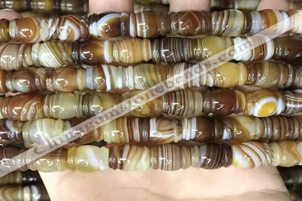 CAA4196 15.5 inches 9*14mm carved drum line agate gemstone beads