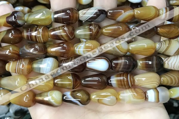 CAA4200 15.5 inches 10*16mm teardrop line agate gemstone beads