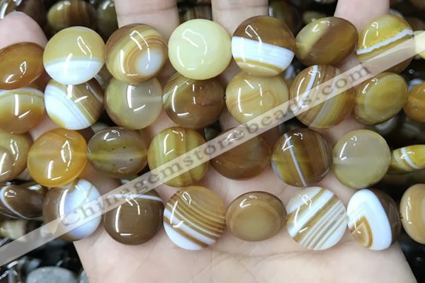 CAA4205 15.5 inches 16mm flat round line agate beads wholesale