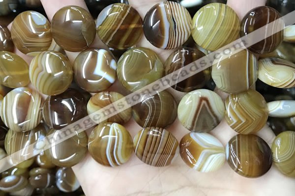 CAA4206 15.5 inches 18mm flat round line agate beads wholesale