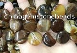 CAA4207 15.5 inches 20mm flat round line agate beads wholesale