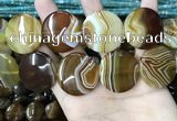 CAA4208 15.5 inches 30mm flat round line agate beads wholesale