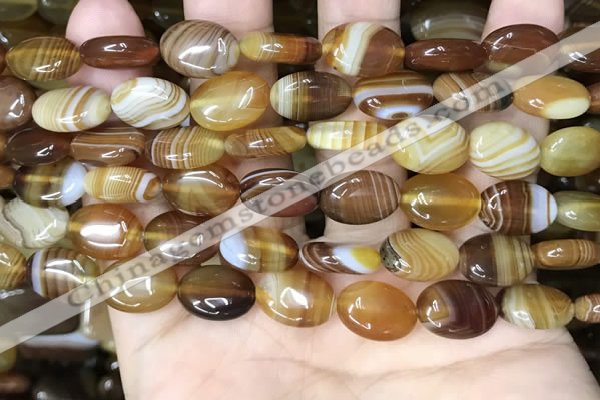 CAA4211 15.5 inches 10*14mm oval line agate beads wholesale