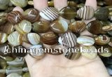 CAA4220 15.5 inches 15*20mm flat teardrop line agate beads wholesale