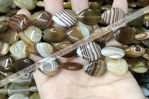 CAA4220 15.5 inches 15*20mm flat teardrop line agate beads wholesale