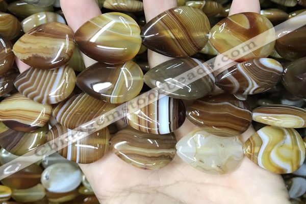 CAA4222 15.5 inches 22*30mm flat teardrop line agate beads wholesale