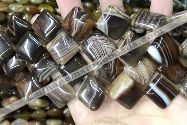 CAA4235 15.5 inches 18*18mm diamond line agate beads wholesale