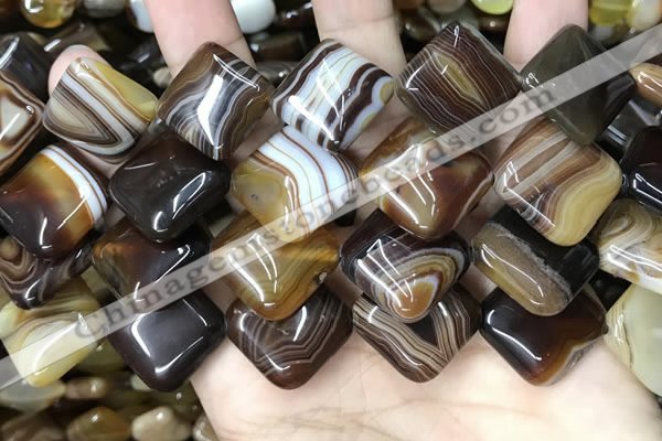 CAA4236 15.5 inches 20*20mm diamond line agate beads wholesale