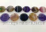 CAA4300 15.5 inches 30mm flat round line agate beads wholesale