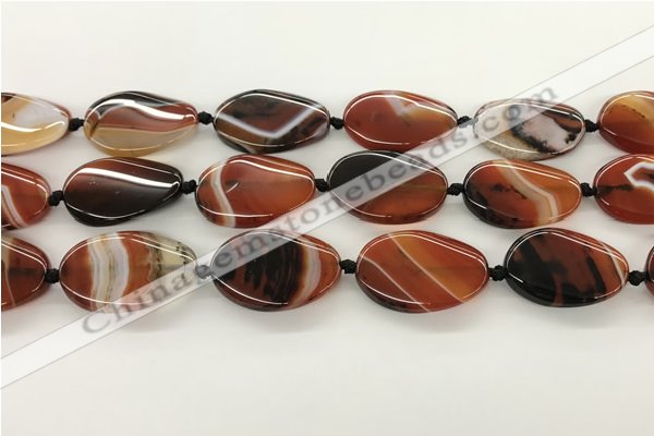 CAA4301 15.5 inches 25*30mm twisted oval line agate beads