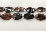 CAA4305 15.5 inches 30*40mm twisted oval line agate beads