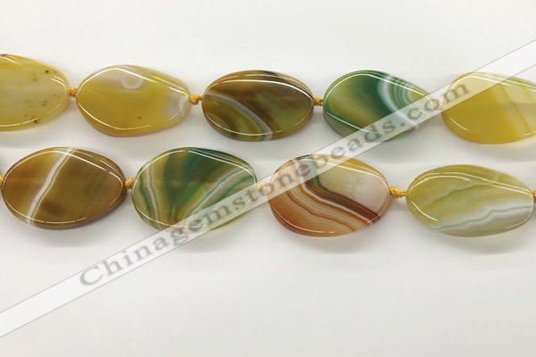 CAA4306 15.5 inches 32*40mm twisted oval line agate beads