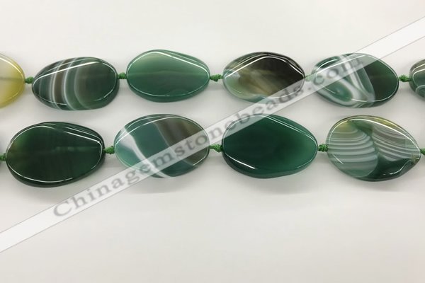 CAA4307 15.5 inches 30*40mm twisted oval line agate beads