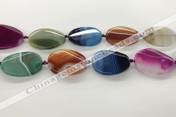 CAA4308 15.5 inches 30*40mm twisted oval line agate beads