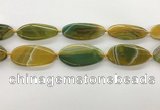 CAA4313 15.5 inches 25*50mm twisted oval line agate beads