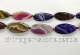 CAA4315 15.5 inches 25*50mm twisted oval line agate beads