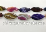 CAA4315 15.5 inches 25*50mm twisted oval line agate beads