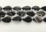 CAA4318 15.5 inches 25*35mm twisted flat teardrop line agate beads