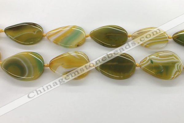 CAA4322 15.5 inches 30*40mm twisted oval line agate beads