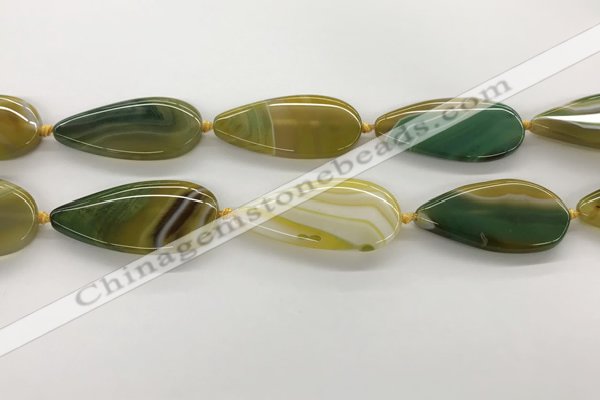 CAA4326 15.5 inches 25*50mm flat teardrop line agate beads