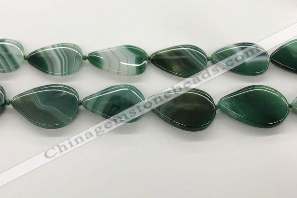 CAA4328 15.5 inches 30*40mm flat teardrop line agate beads