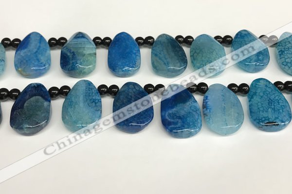 CAA4364 Top drilled 20*30mm freeform dragon veins agate beads
