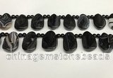 CAA4369 Top drilled 20*30mm freeform black banded agate beads