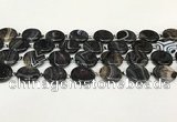 CAA4396 15.5 inches 20mm flat round black banded agate beads