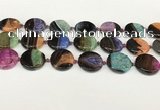 CAA4408 15.5 inches 20mm flat round agate druzy geode beads