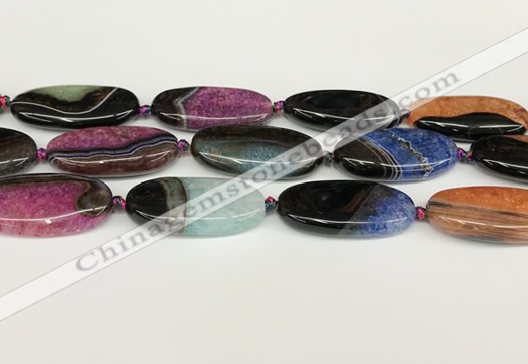 CAA4409 15.5 inches 20*40mm flat round agate druzy geode beads