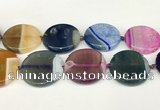 CAA4430 15.5 inches 35mm flat round agate druzy geode beads