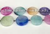 CAA4431 15.5 inches 35mm flat round agate druzy geode beads