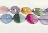 CAA4435 15.5 inches 35mm flat round agate druzy geode beads