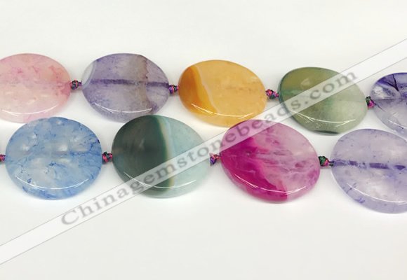 CAA4435 15.5 inches 35mm flat round agate druzy geode beads