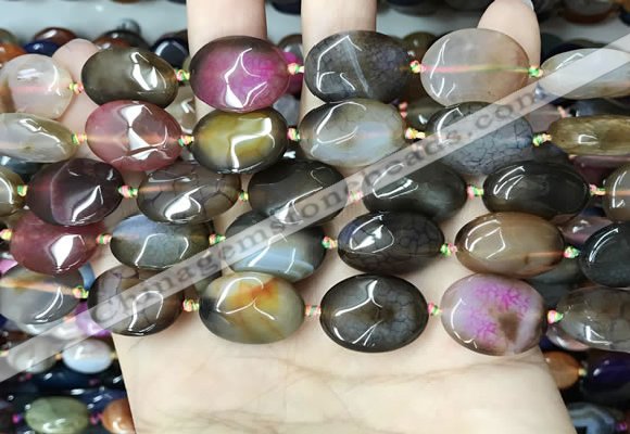 CAA4465 15.5 inches 15*20mm oval dragon veins agate beads