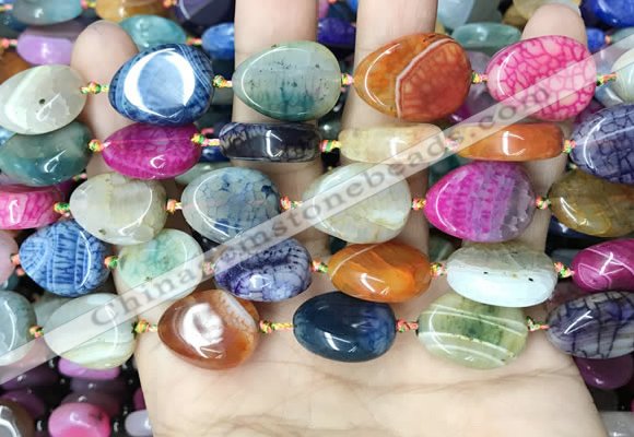 CAA4476 15.5 inches 15*20mm flat teardrop dragon veins agate beads