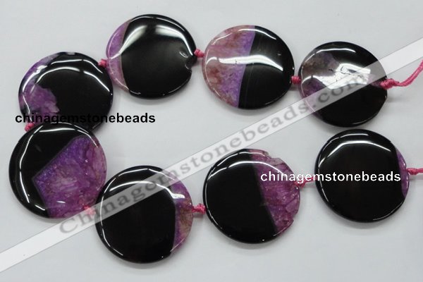 CAA449 15.5 inches 45mm flat round agate druzy geode  beads