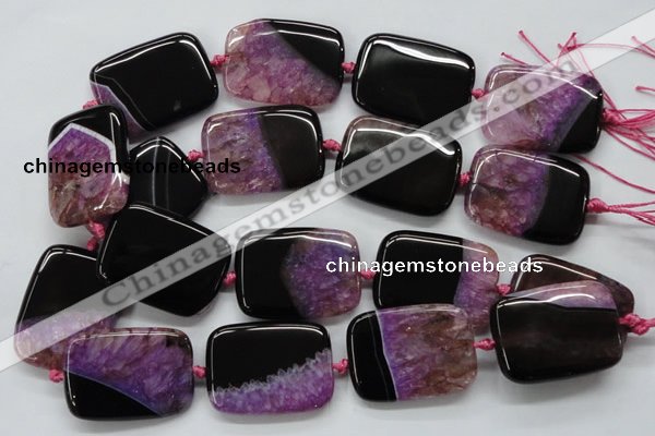 CAA450 15.5 inches 30*40mm rectangle agate druzy geode  beads