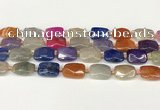 CAA4524 15.5 inches 13*18mm faceted rectangle dragon veins agate beads