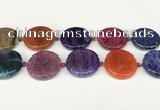 CAA4529 15.5 inches 30mm flat round dragon veins agate beads