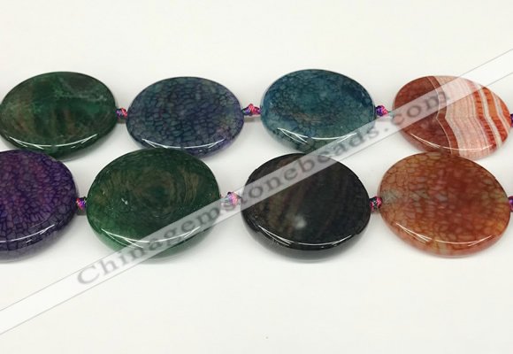 CAA4530 15.5 inches 35mm flat round dragon veins agate beads