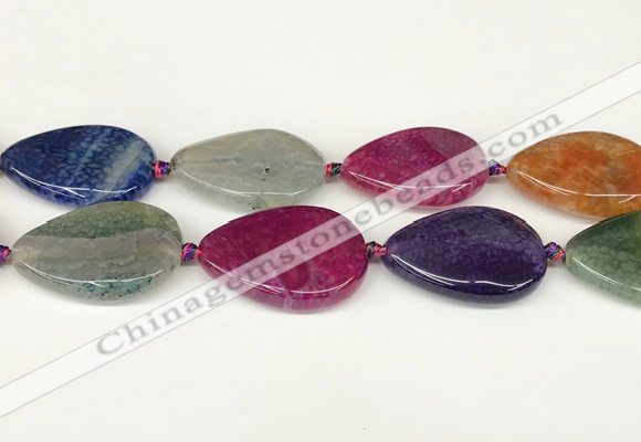 CAA4532 15.5 inches 25*35mm flat teardrop dragon veins agate beads