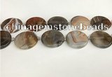 CAA4551 15.5 inches 30mm flat round banded agate beads wholesale