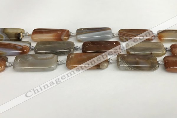 CAA4552 15.5 inches 15*30mm rectangle banded agate beads wholesale