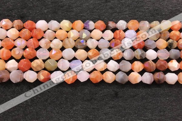 CAA4575 15.5 inches 6mm faceted nuggets mixed botswana agate beads