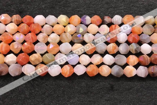 CAA4576 15.5 inches 8mm faceted nuggets mixed botswana agate beads