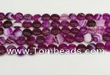 CAA4582 15.5 inches 10mm flat round banded agate beads wholesale