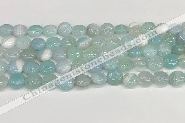 CAA4584 15.5 inches 10mm flat round banded agate beads wholesale