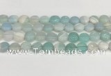 CAA4592 15.5 inches 12mm flat round banded agate beads wholesale