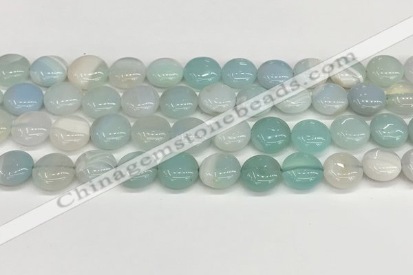 CAA4592 15.5 inches 12mm flat round banded agate beads wholesale